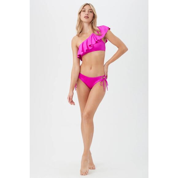 NWT! Trina Turk Monaco Ruffle One Shoulder Bikini Top in Stargazer - Size 10 - Picture 5 of 10